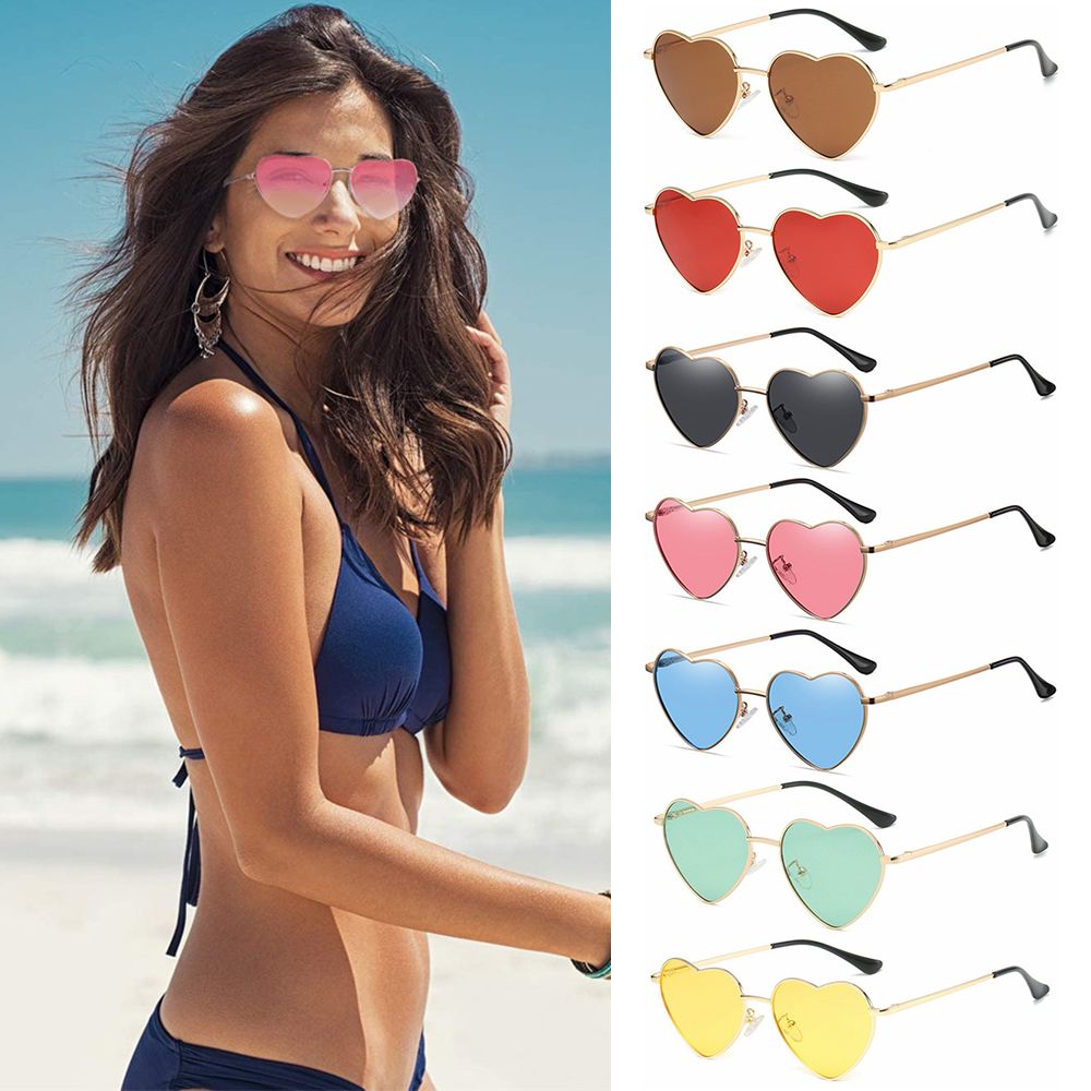 Women Heart Sunglasses Vintage Metal Frame Polarized Sun Glasses Trendy Heart-Shaped Glasses UV400 Eyewear